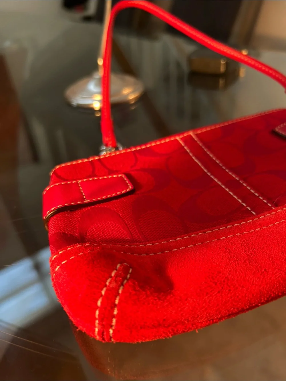 NWT Coach Ruby Red Jacquard Wristlet